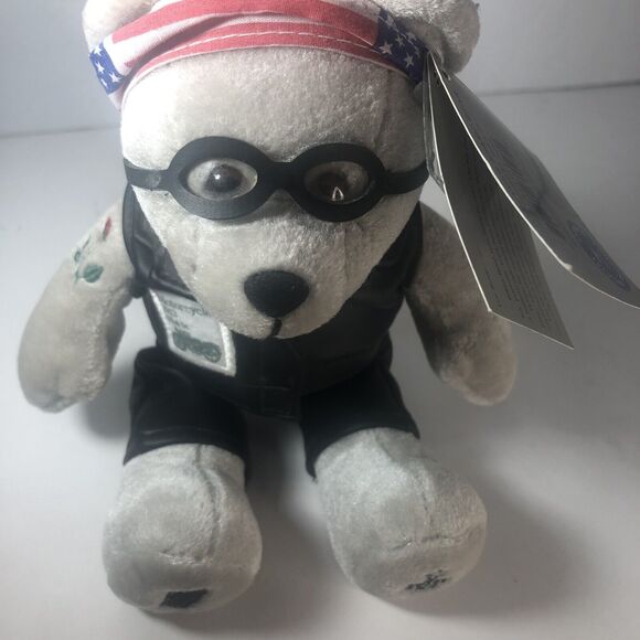 Motorcycle Stamp Bear Plush Retired 2003 USPS.13c Stamp Post Office 9" - Picture 5 of 5